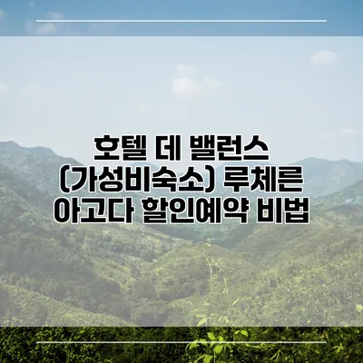 호텔 데 밸런스 (가성비숙소) 루체른 아고다 할인예약 비법