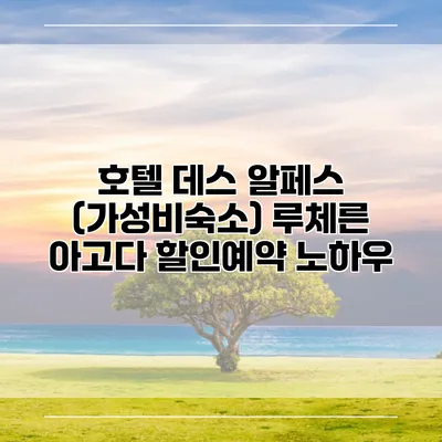호텔 데스 알페스 (가성비숙소) 루체른 아고다 할인예약 노하우