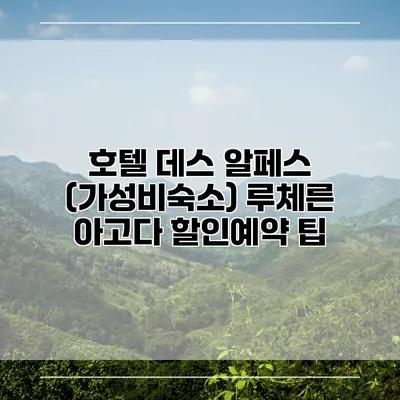 호텔 데스 알페스 (가성비숙소) 루체른 아고다 할인예약 팁
