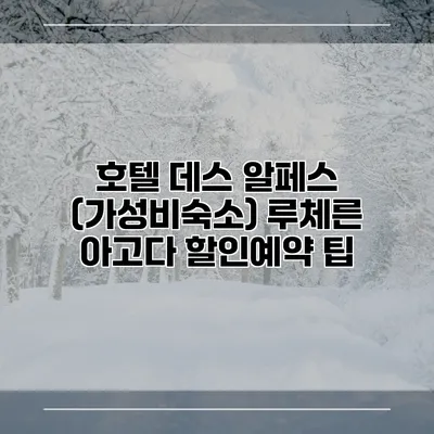 호텔 데스 알페스 (가성비숙소) 루체른 아고다 할인예약 팁
