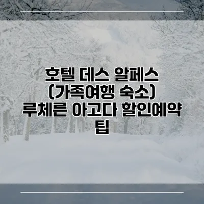 호텔 데스 알페스 (가족여행 숙소) 루체른 아고다 할인예약 팁