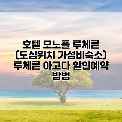 호텔 모노폴 루체른 (도심위치 가성비숙소) 루체른 아고다 할인예약 방법