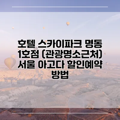 호텔 스카이파크 명동 1호점 (관광명소근처) 서울 아고다 할인예약 방법