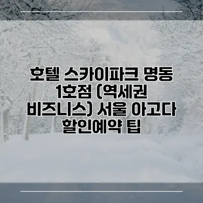 호텔 스카이파크 명동 1호점 (역세권 비즈니스) 서울 아고다 할인예약 팁
