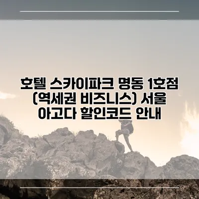 호텔 스카이파크 명동 1호점 (역세권 비즈니스) 서울 아고다 할인코드 안내