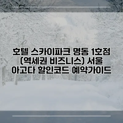 호텔 스카이파크 명동 1호점 (역세권 비즈니스) 서울 아고다 할인코드 예약가이드