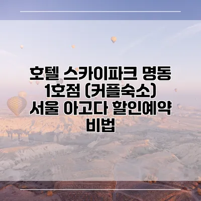 호텔 스카이파크 명동 1호점 (커플숙소) 서울 아고다 할인예약 비법
