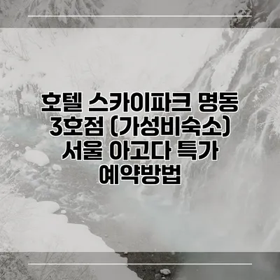 호텔 스카이파크 명동 3호점 (가성비숙소) 서울 아고다 특가 예약방법