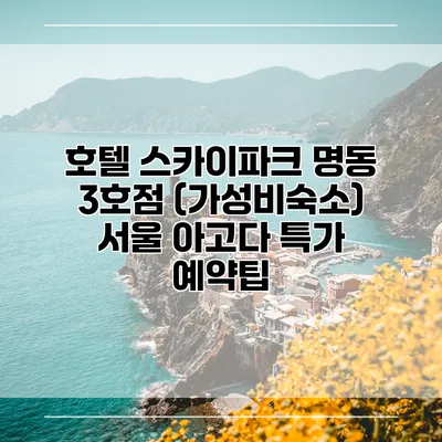 호텔 스카이파크 명동 3호점 (가성비숙소) 서울 아고다 특가 예약팁