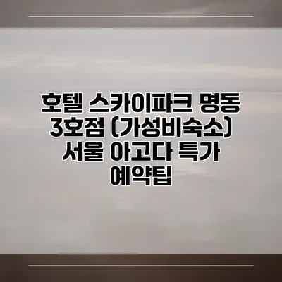 호텔 스카이파크 명동 3호점 (가성비숙소) 서울 아고다 특가 예약팁