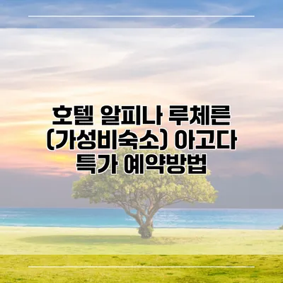 호텔 알피나 루체른 (가성비숙소) 아고다 특가 예약방법