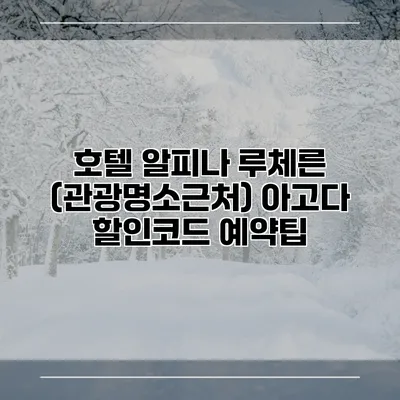 호텔 알피나 루체른 (관광명소근처) 아고다 할인코드 예약팁