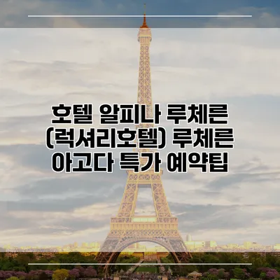 호텔 알피나 루체른 (럭셔리호텔) 루체른 아고다 특가 예약팁