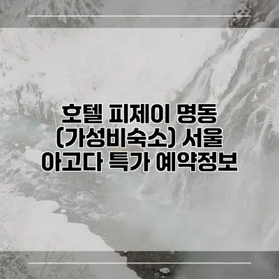 호텔 피제이 명동 (가성비숙소) 서울 아고다 특가 예약정보